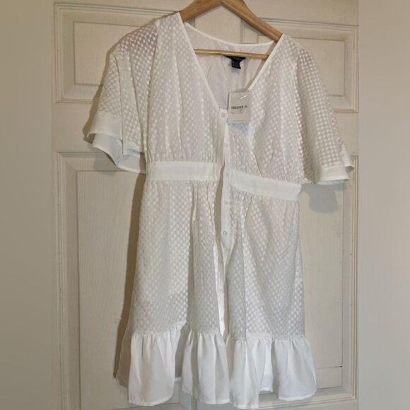 Forever 21 Dresses & Skirts - White Button-Down Women's Dress, Forever 21, NWT, size small